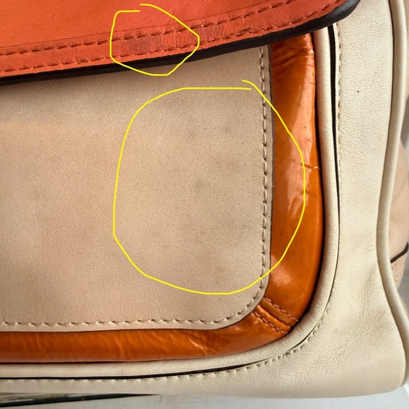 COACH | Louisa Satchel (2011) #19276, Beige and Coral Color Block - Picture 10 of 17